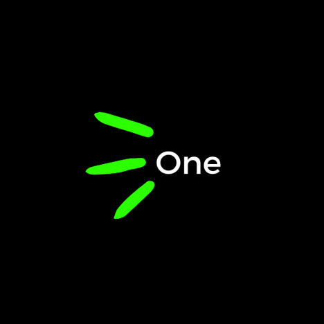 a logo with green accents that reads 'one'